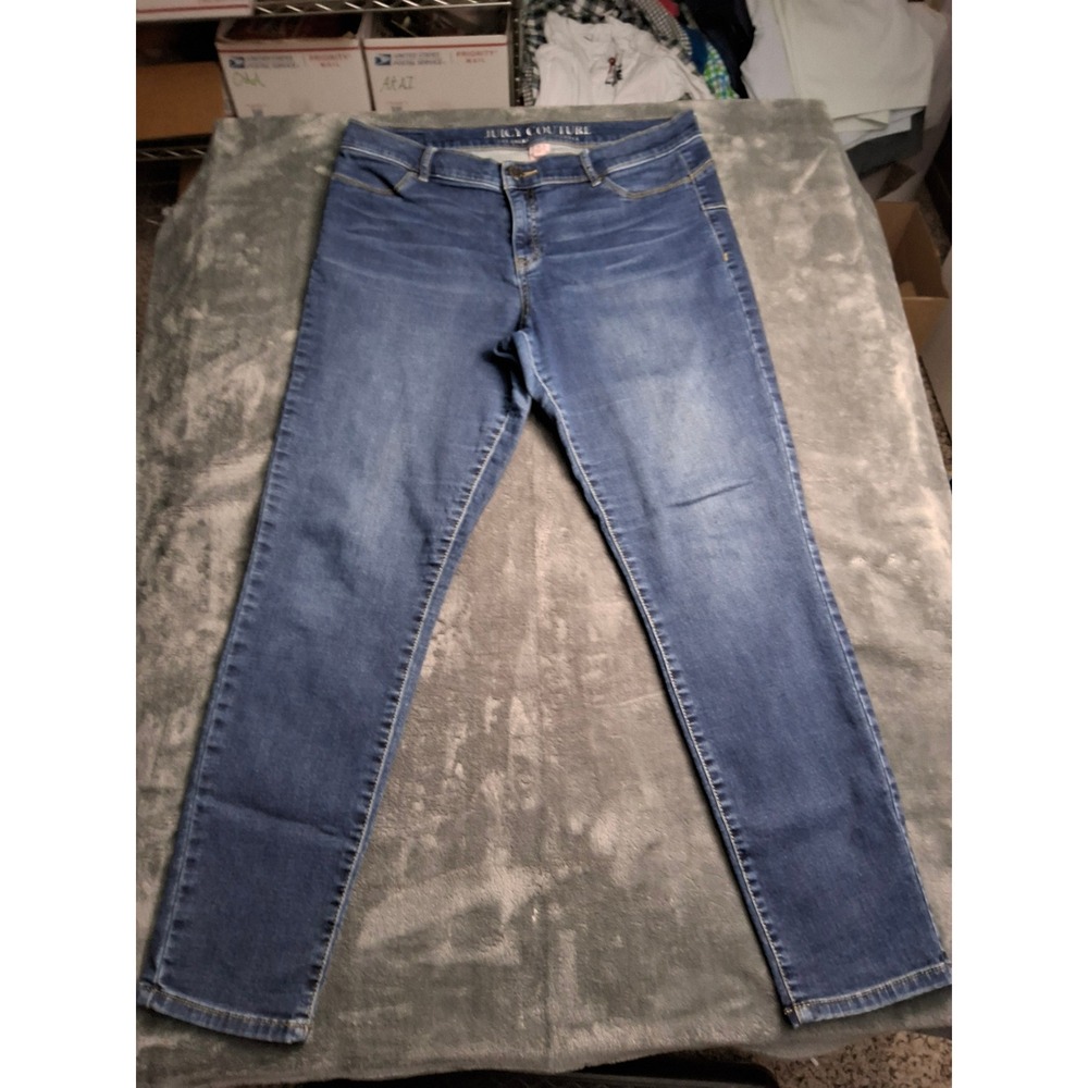 Juicy Couture Womens Skinny Jeans Medium Wash Blue Denim Size 16 Mid Rise